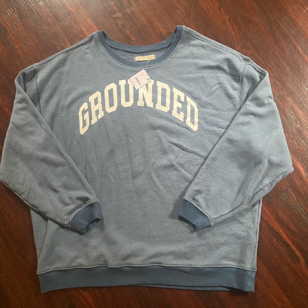 💕HP💕We The Free Blue Crewneck Sweater size large NWT  Grounded Design